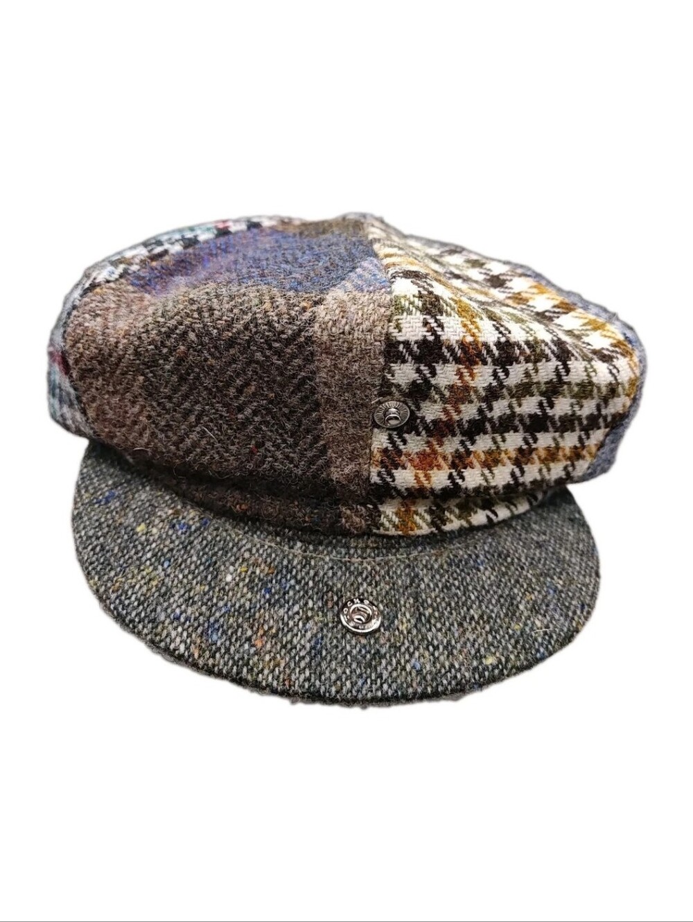Donegal Tweeds Shandon Vtg Patchwork Flat Cap Irish New Wool 8 Panel Hat Men XL